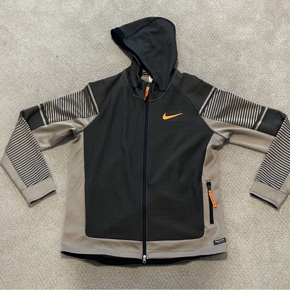 Nike Pro Black and Cream Jacket with Orange Swoosh - Picture 1 of 3